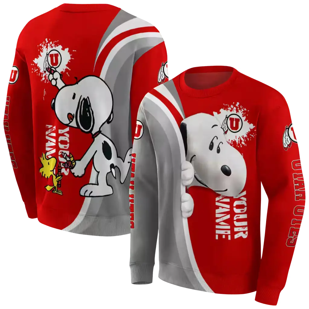 custom utah utes peeking snoopy red hoodie premium grade custom utah utes peeking snoopy red hoodie premium grade