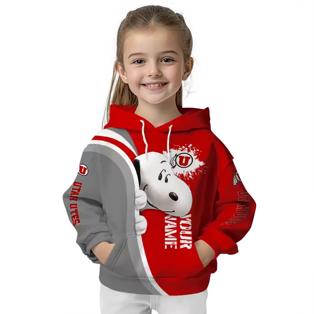 custom utah utes peeking snoopy red hoodie top rated custom utah utes peeking snoopy red hoodie top rated