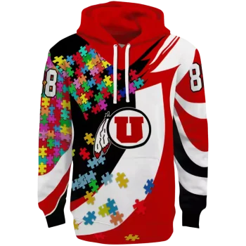 custom utah utes puzzle pieces red hoodie best selling