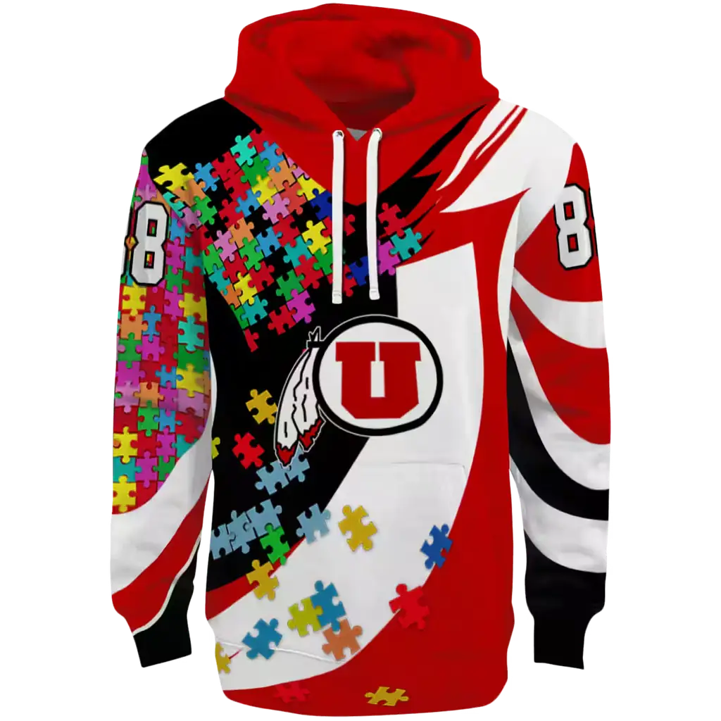 custom utah utes puzzle pieces red hoodie best selling custom utah utes puzzle pieces red hoodie best selling