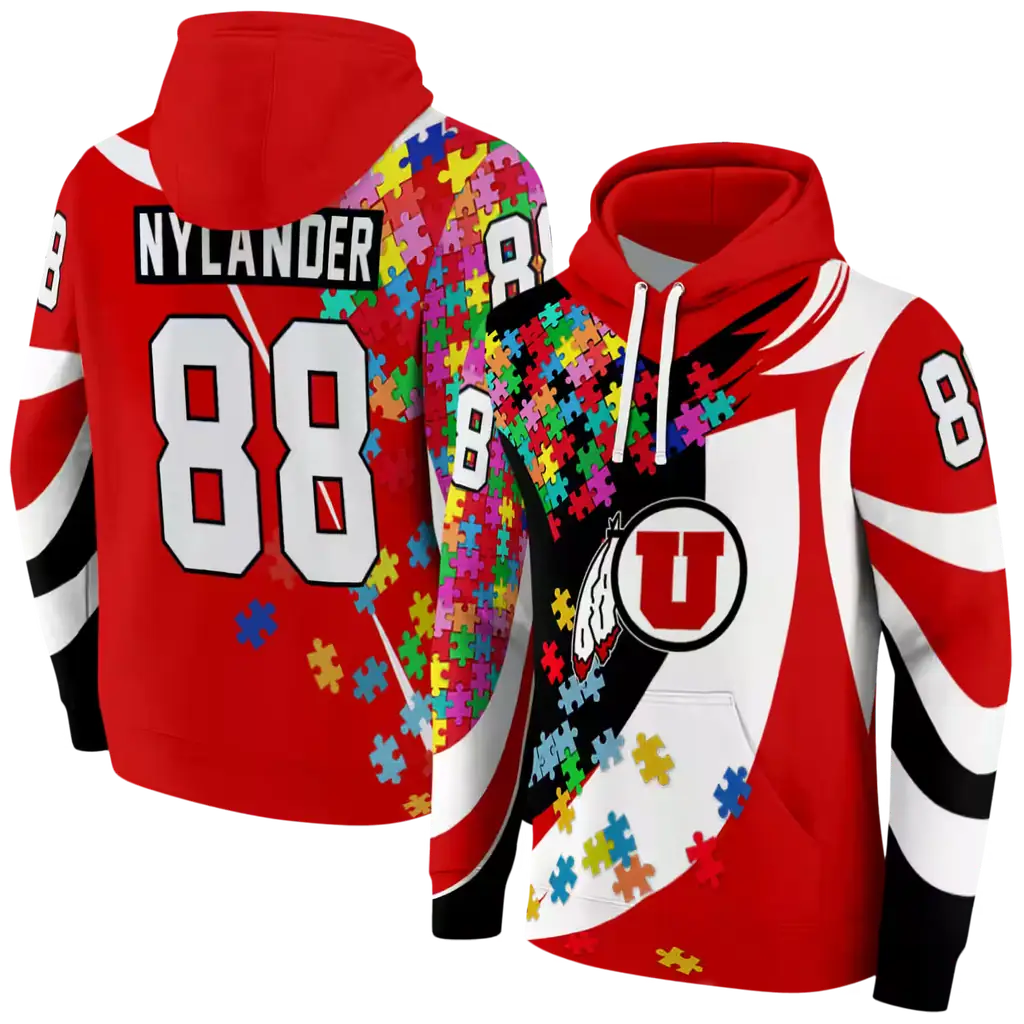 custom utah utes puzzle pieces red hoodie fashion forward custom utah utes puzzle pieces red hoodie fashion forward