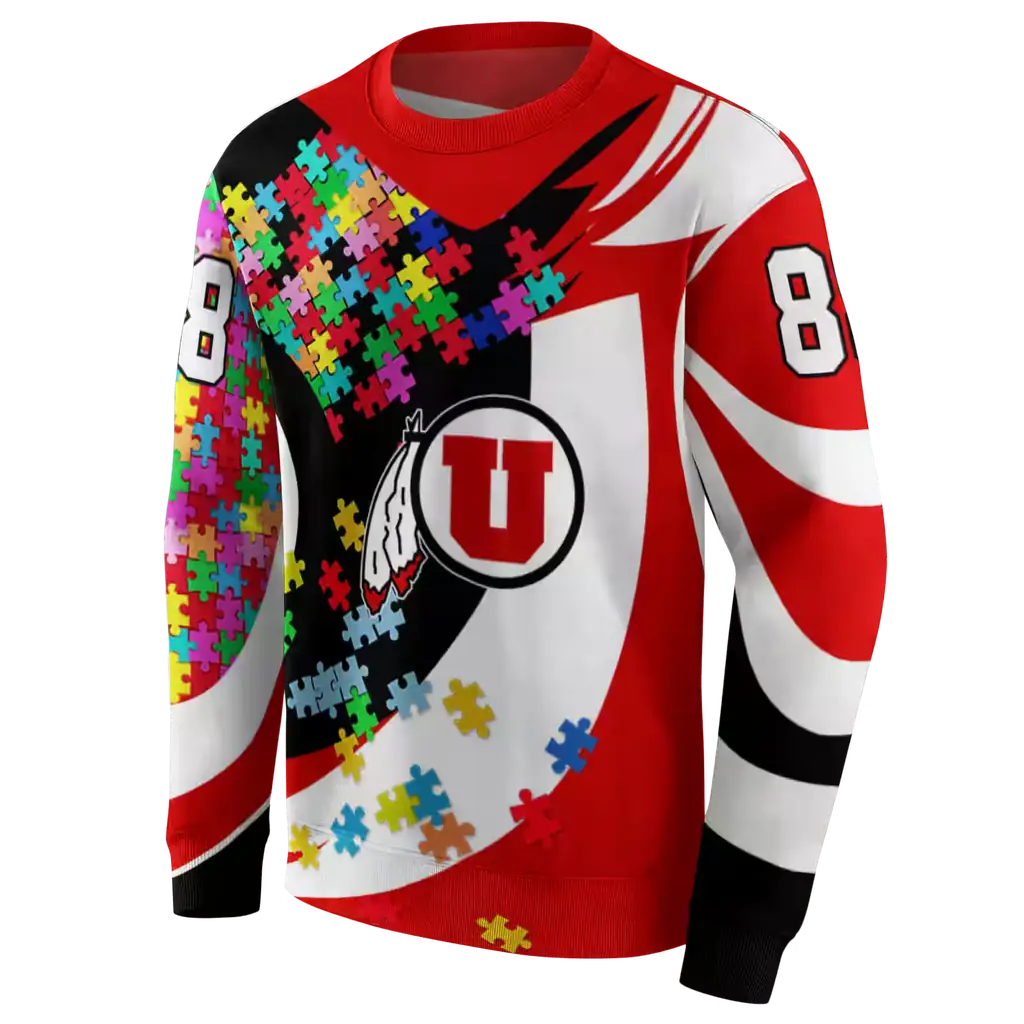custom utah utes puzzle pieces red hoodie new arrival custom utah utes puzzle pieces red hoodie new arrival