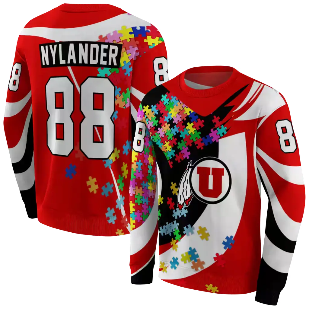 custom utah utes puzzle pieces red hoodie premium grade custom utah utes puzzle pieces red hoodie premium grade