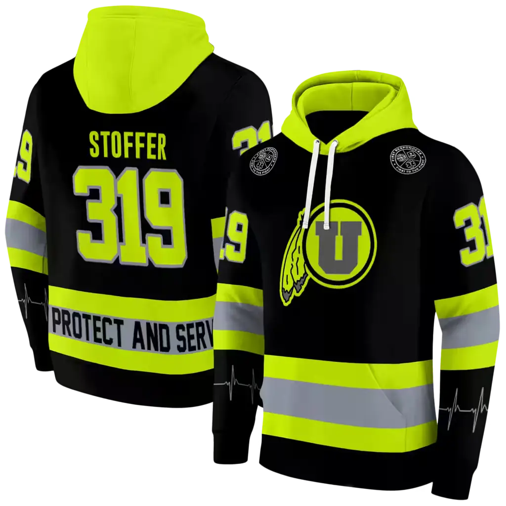 custom utah utes safety motif black neon green hoodie fashion forward custom utah utes safety motif black neon green hoodie fashion forward