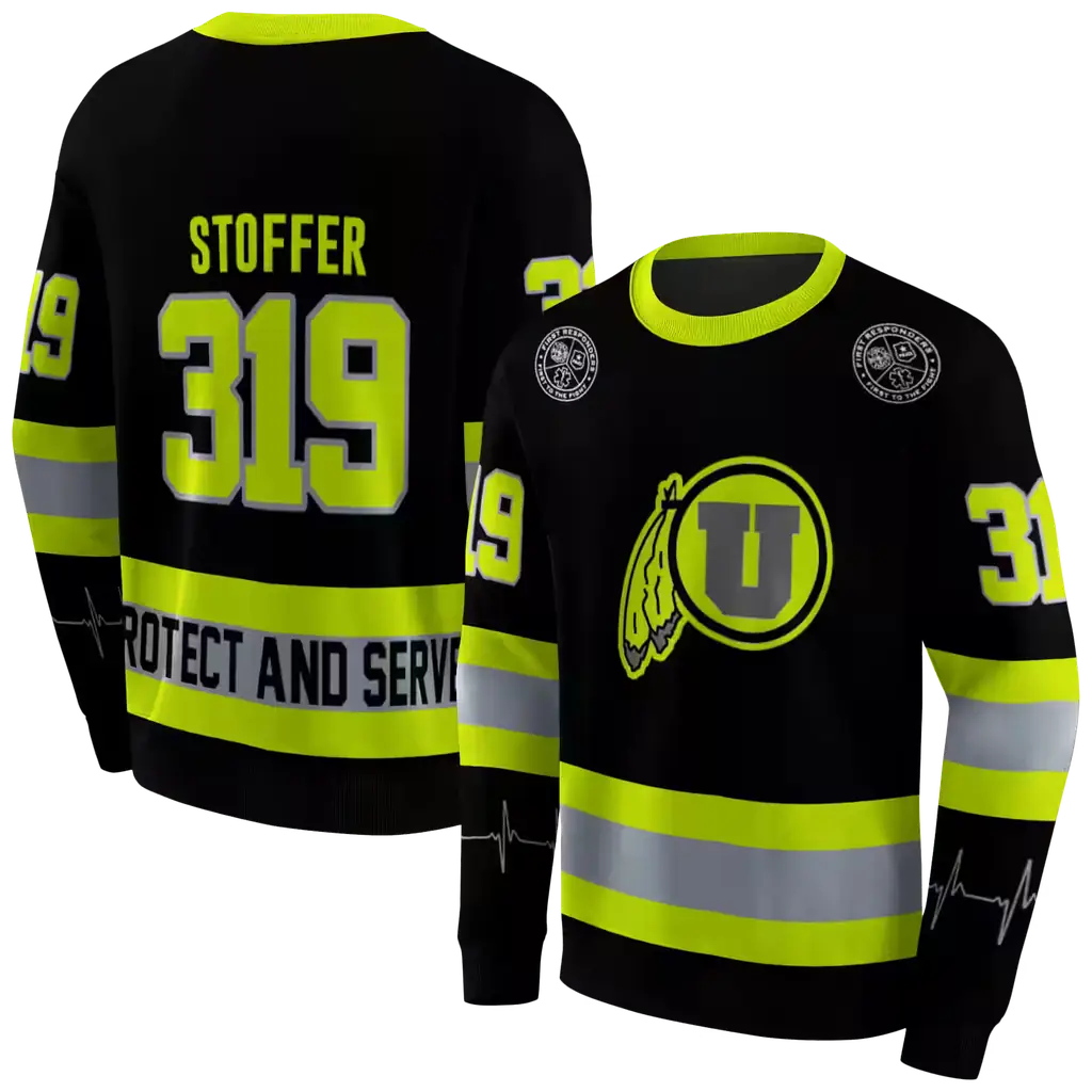 custom utah utes safety motif black neon green hoodie premium grade custom utah utes safety motif black neon green hoodie premium grade