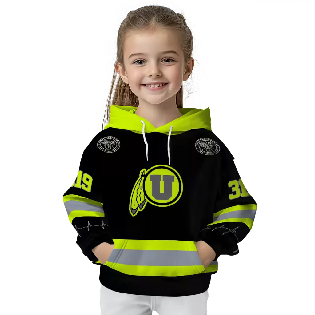 custom utah utes safety motif black neon green hoodie top rated custom utah utes safety motif black neon green hoodie top rated