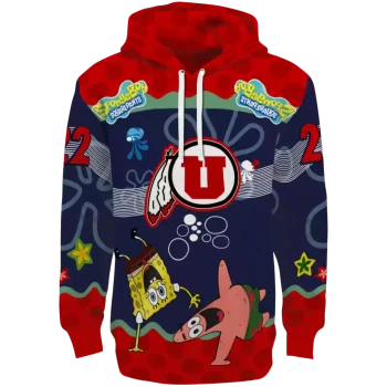 custom utah utes spongebob patrick star red navy hoodie best selling