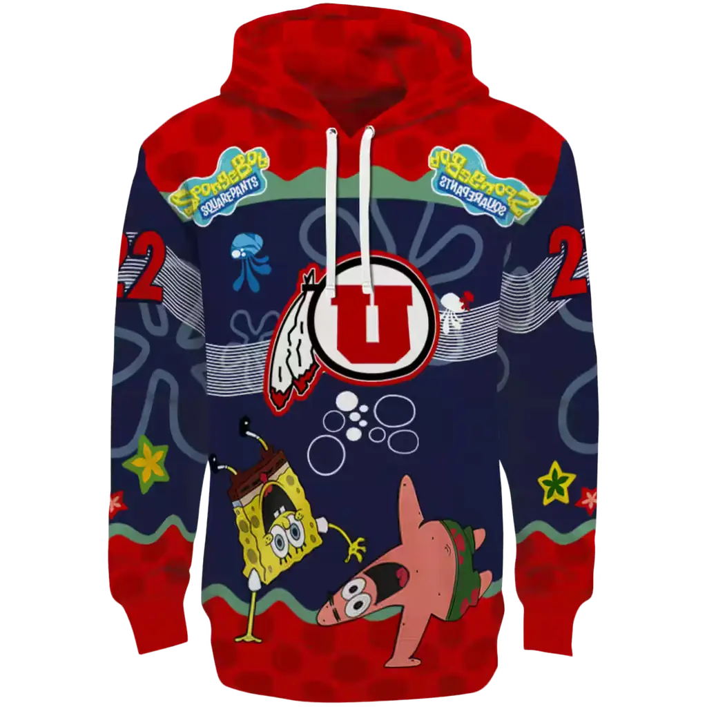 custom utah utes spongebob patrick star red navy hoodie best selling custom utah utes spongebob patrick star red navy hoodie best selling