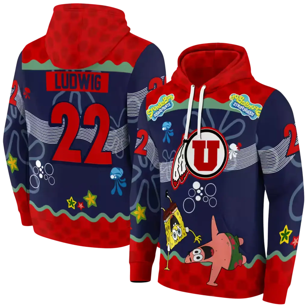 custom utah utes spongebob patrick star red navy hoodie fashion forward custom utah utes spongebob patrick star red navy hoodie fashion forward