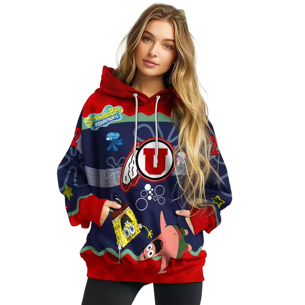 custom utah utes spongebob patrick star red navy hoodie high quality custom utah utes spongebob patrick star red navy hoodie high quality