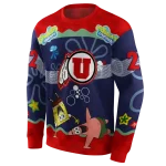 custom utah utes spongebob patrick star red navy hoodie best selling