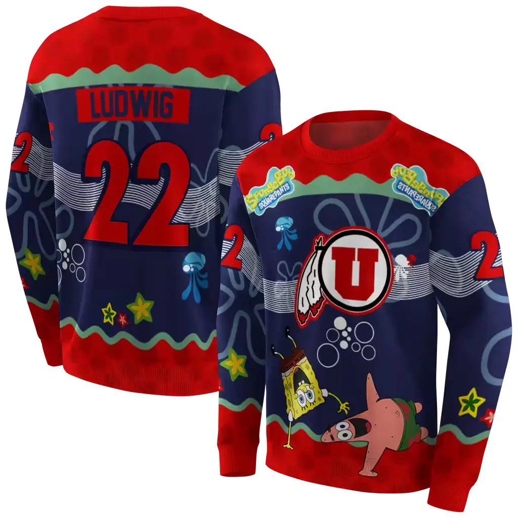 custom utah utes spongebob patrick star red navy hoodie premium grade custom utah utes spongebob patrick star red navy hoodie premium grade