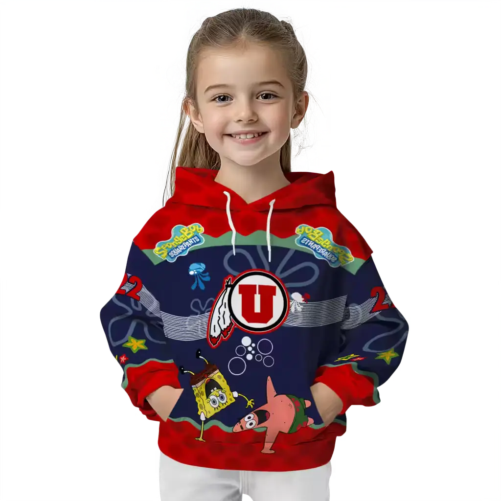 custom utah utes spongebob patrick star red navy hoodie top rated custom utah utes spongebob patrick star red navy hoodie top rated