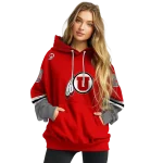 custom utah utes striped sleeves red hoodie best selling