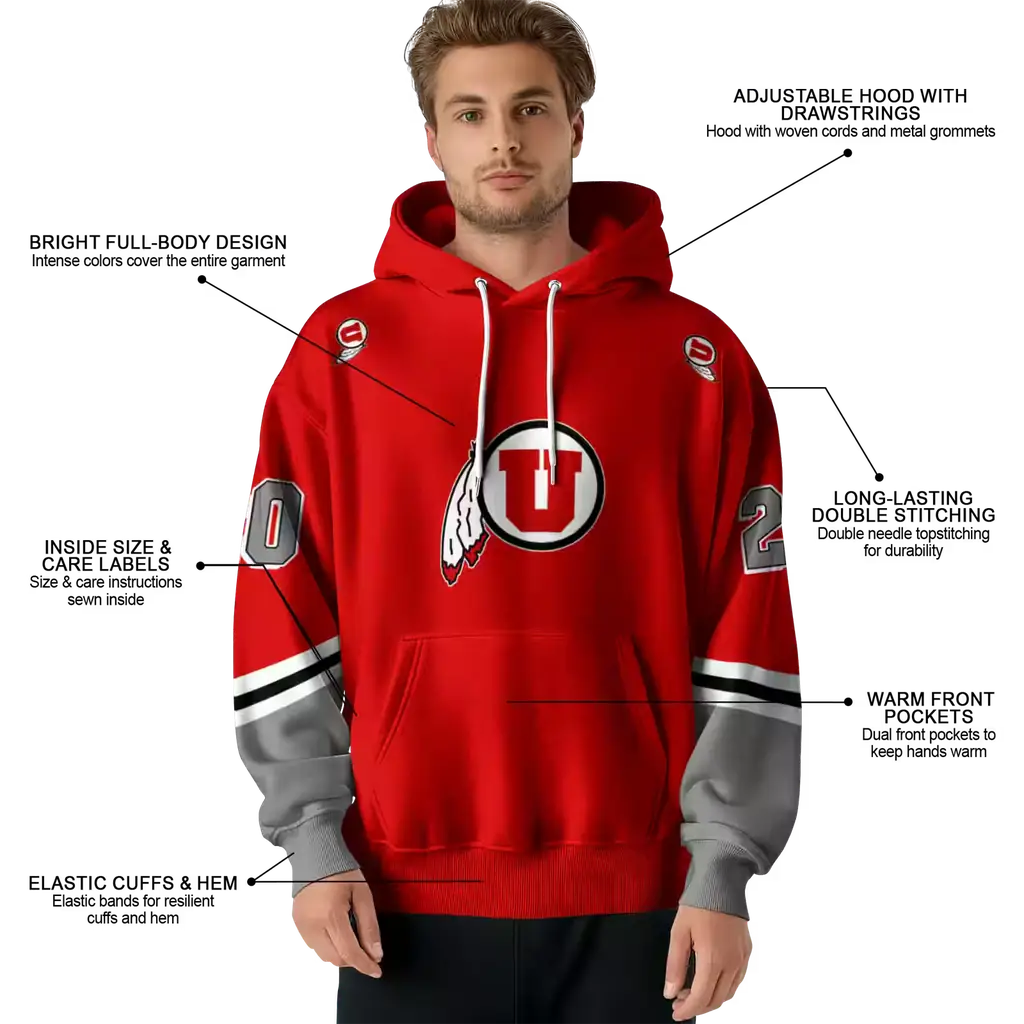 custom utah utes striped sleeves red hoodie latest model custom utah utes striped sleeves red hoodie latest model