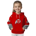 custom utah utes striped sleeves red hoodie best selling