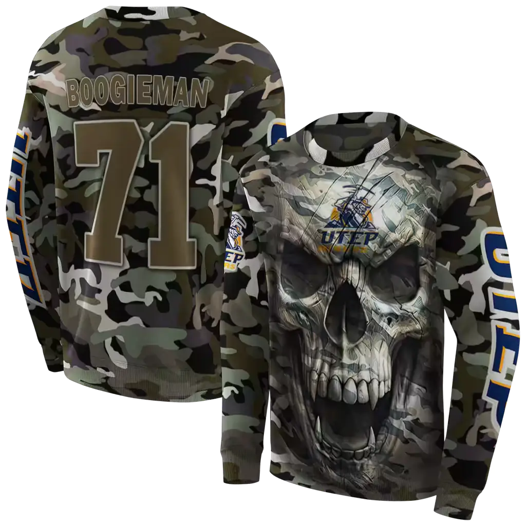 custom utep miners camo skull hoodie premium grade custom utep miners camo skull hoodie premium grade