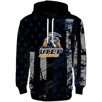 custom utep miners distressed flag blue black hoodie best selling