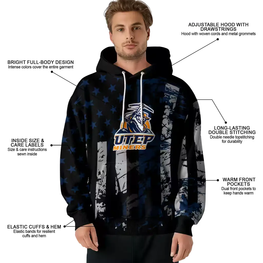 custom utep miners distressed flag blue black hoodie latest model custom utep miners distressed flag blue black hoodie latest model
