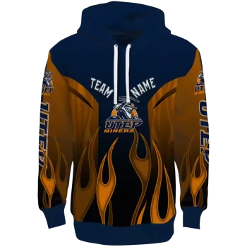 custom utep miners flame design blue hoodie best selling