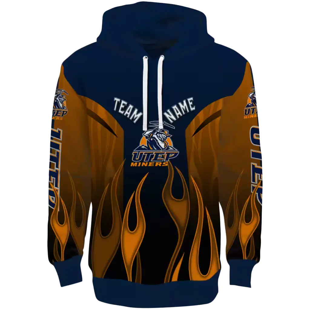custom utep miners flame design blue hoodie best selling custom utep miners flame design blue hoodie best selling