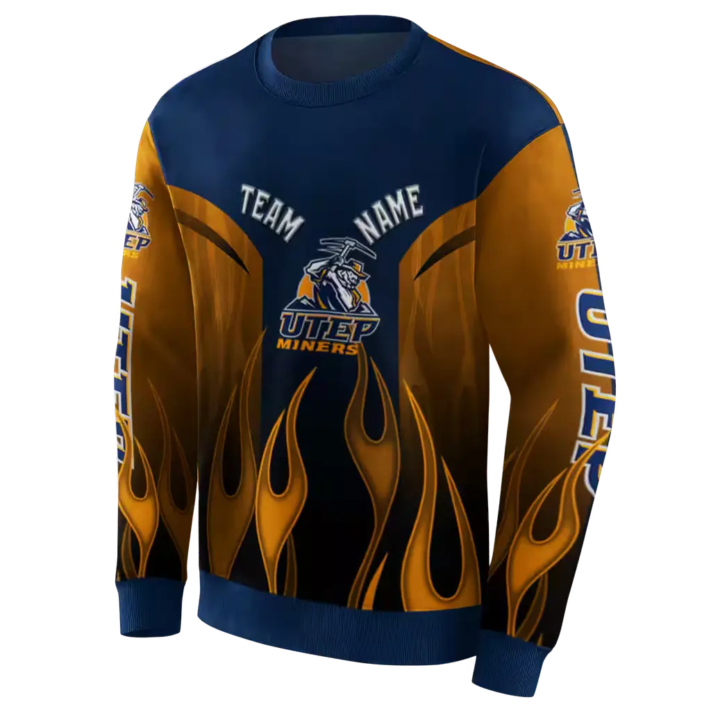 custom utep miners flame design blue hoodie new arrival custom utep miners flame design blue hoodie new arrival