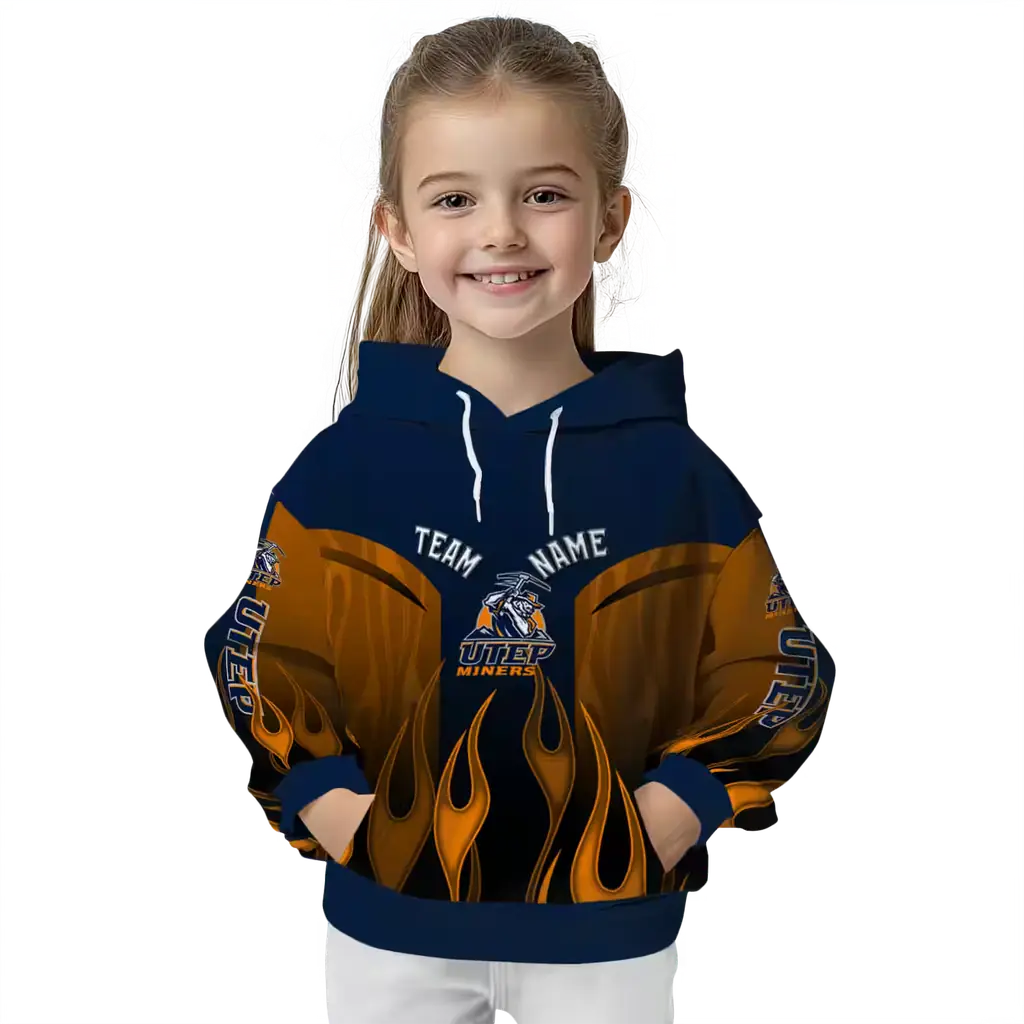 custom utep miners flame design blue hoodie top rated custom utep miners flame design blue hoodie top rated