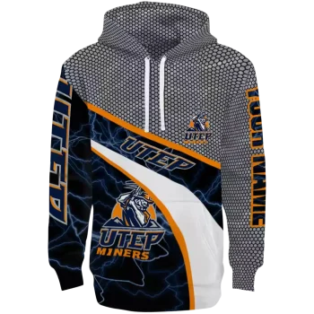 custom utep miners hexagonal mesh blue black gray hoodie best selling