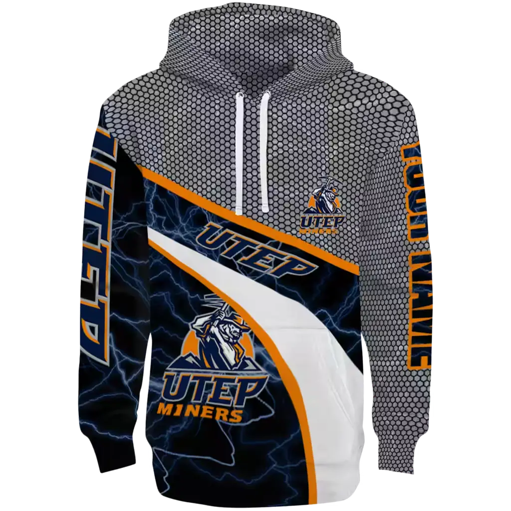 custom utep miners hexagonal mesh blue black gray hoodie best selling custom utep miners hexagonal mesh blue black gray hoodie best selling
