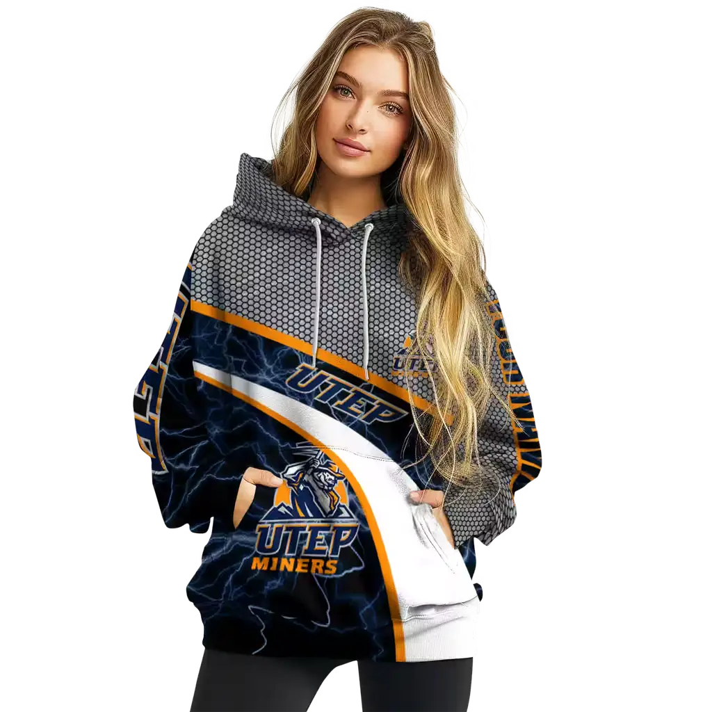 custom utep miners hexagonal mesh blue black gray hoodie high quality custom utep miners hexagonal mesh blue black gray hoodie high quality