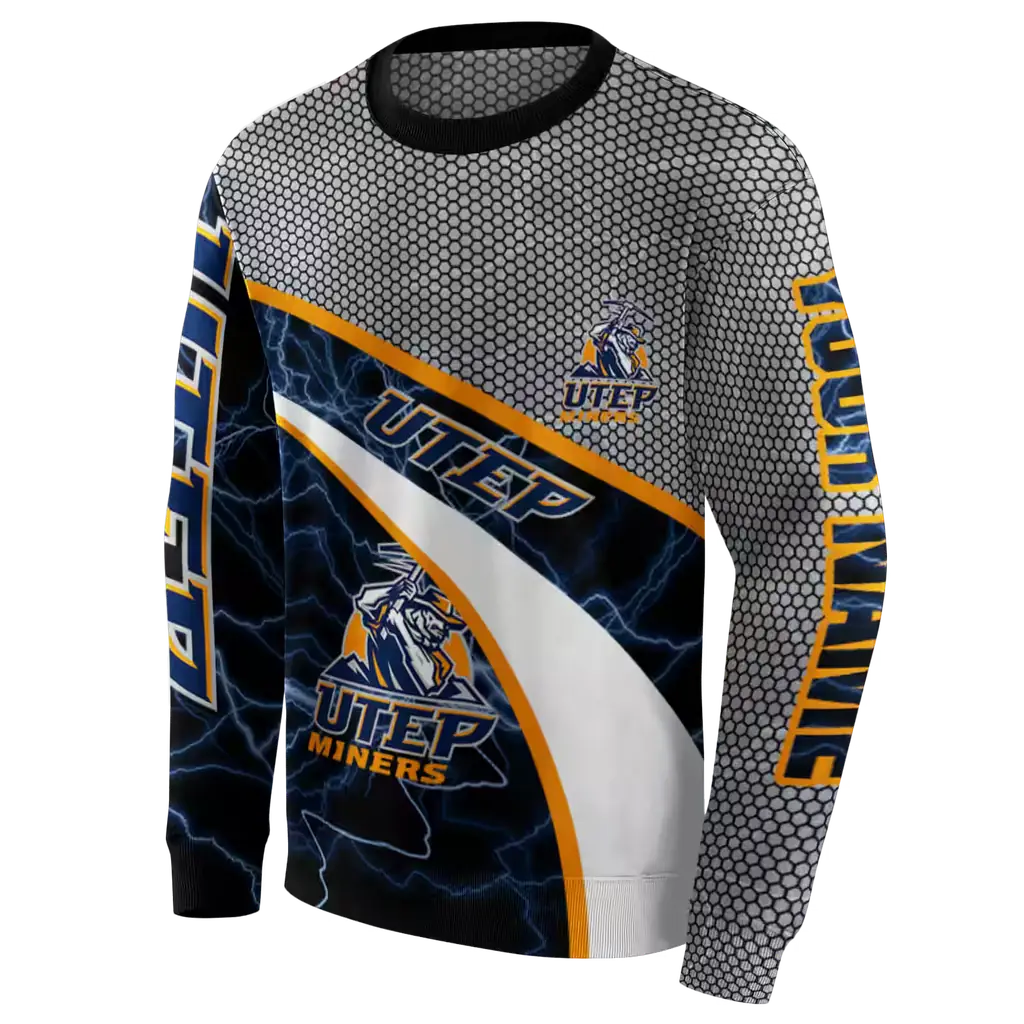 custom utep miners hexagonal mesh blue black gray hoodie new arrival custom utep miners hexagonal mesh blue black gray hoodie new arrival