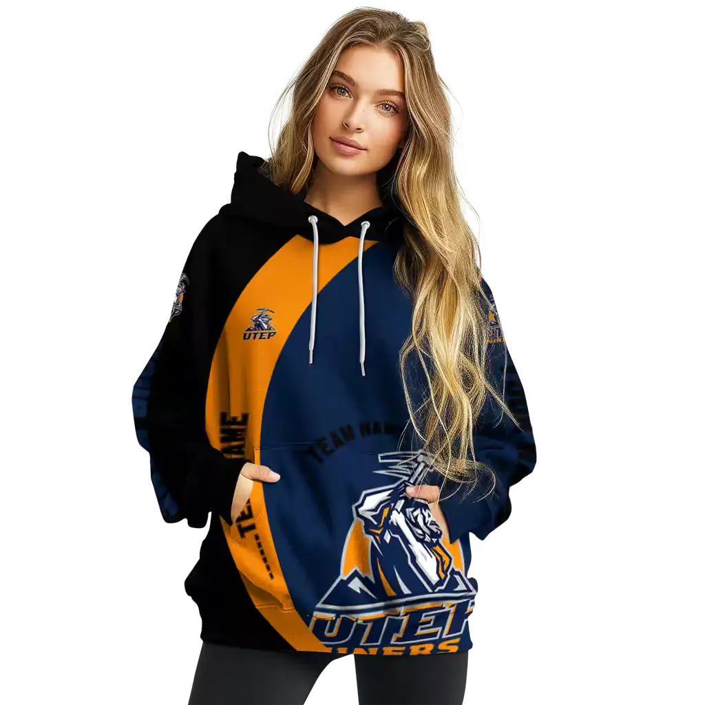 custom utep miners minimalist design blue black hoodie high quality custom utep miners minimalist design blue black hoodie high quality