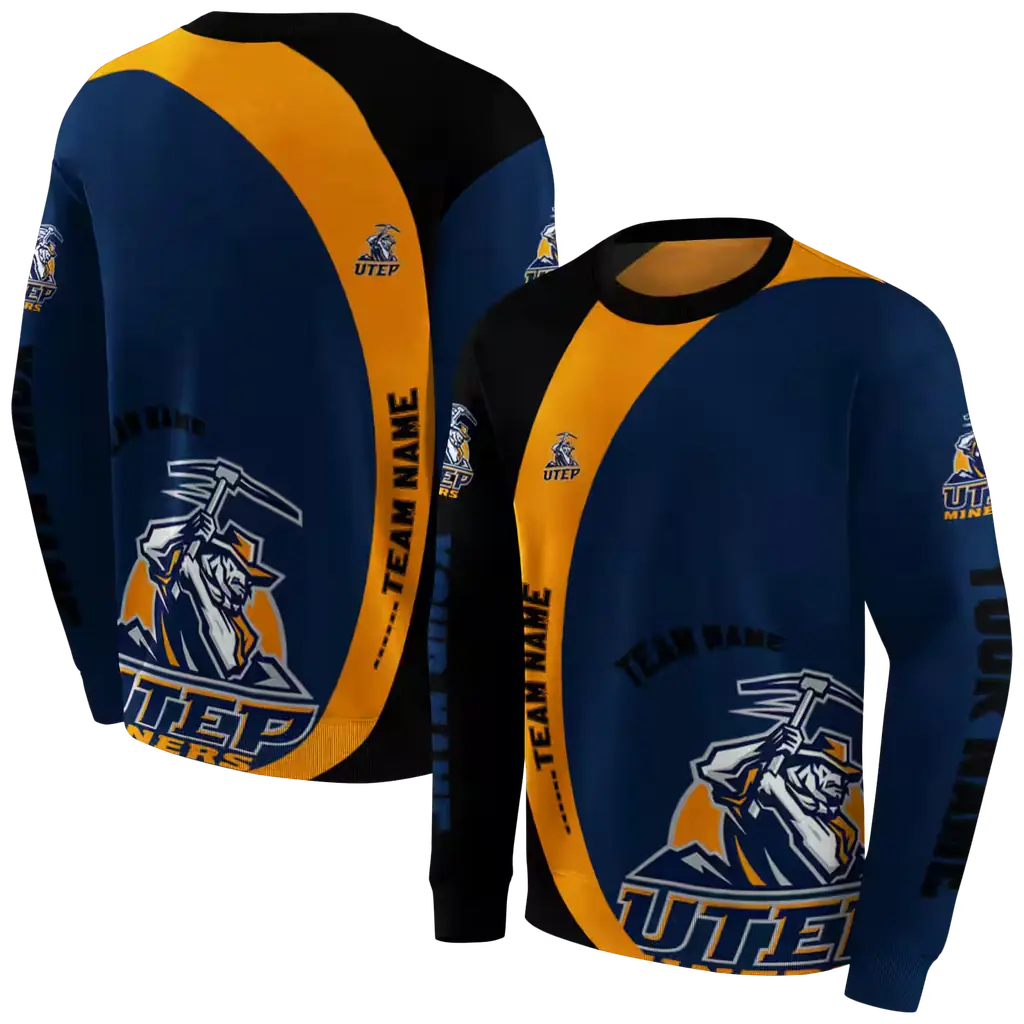 custom utep miners minimalist design blue black hoodie premium grade custom utep miners minimalist design blue black hoodie premium grade