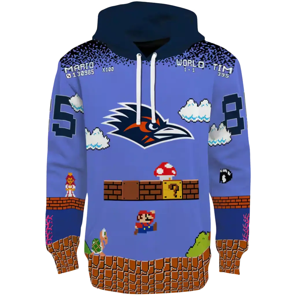 custom utsa roadrunners mario blue black hoodie best selling custom utsa roadrunners mario blue black hoodie best selling