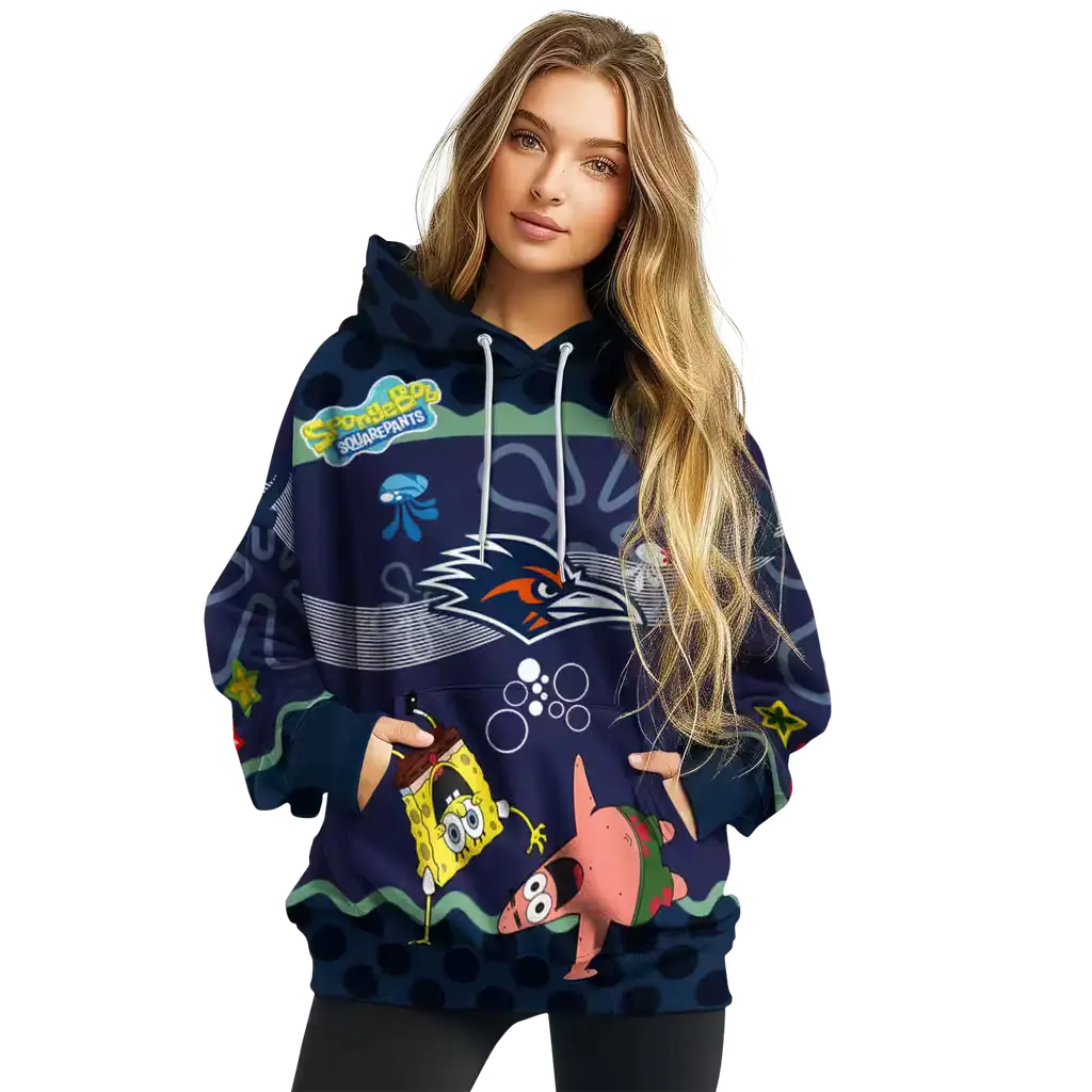 custom utsa roadrunners spongebob patrick star orange navy hoodie high quality custom utsa roadrunners spongebob patrick star orange navy hoodie high quality
