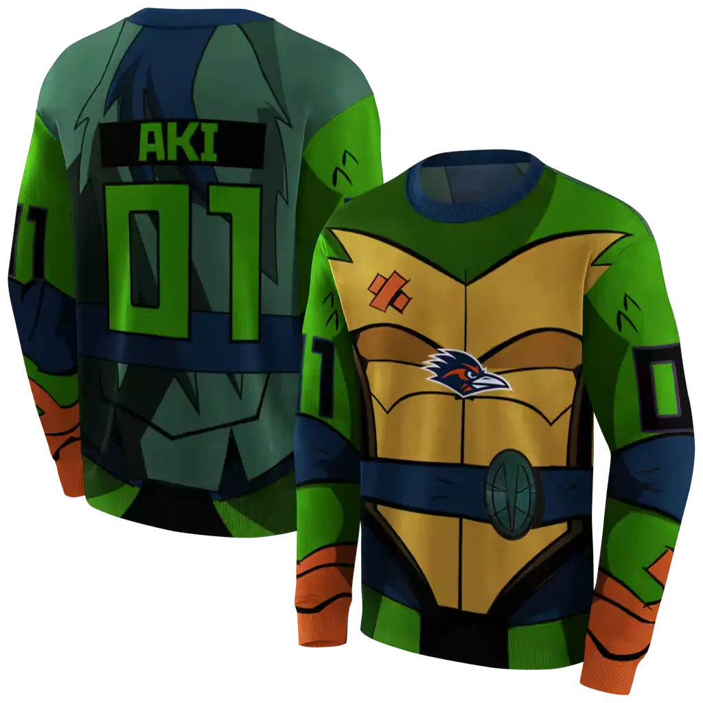 custom utsa roadrunners superhero armor orange green hoodie premium grade custom utsa roadrunners superhero armor orange green hoodie premium grade