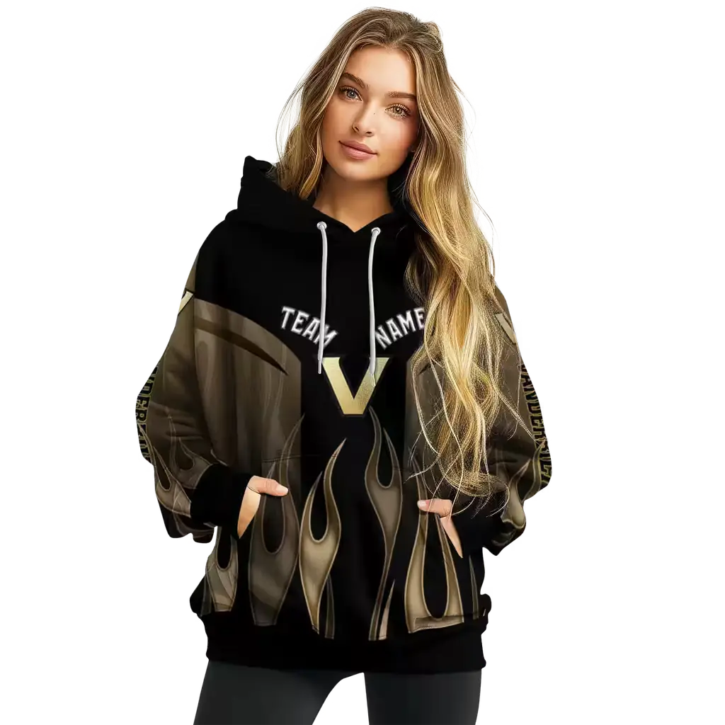 custom vanderbilt commodores flame design black hoodie high quality custom vanderbilt commodores flame design black hoodie high quality