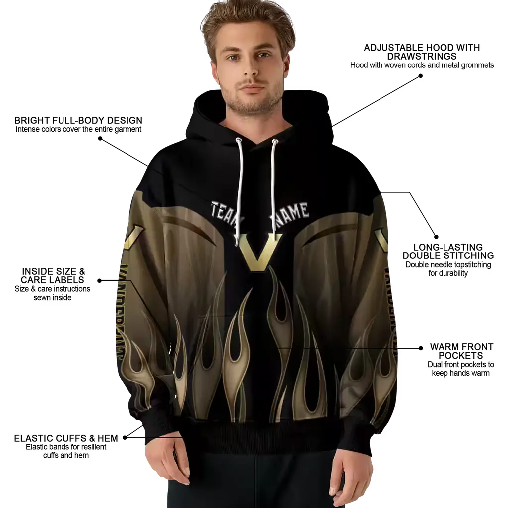 custom vanderbilt commodores flame design black hoodie latest model custom vanderbilt commodores flame design black hoodie latest model