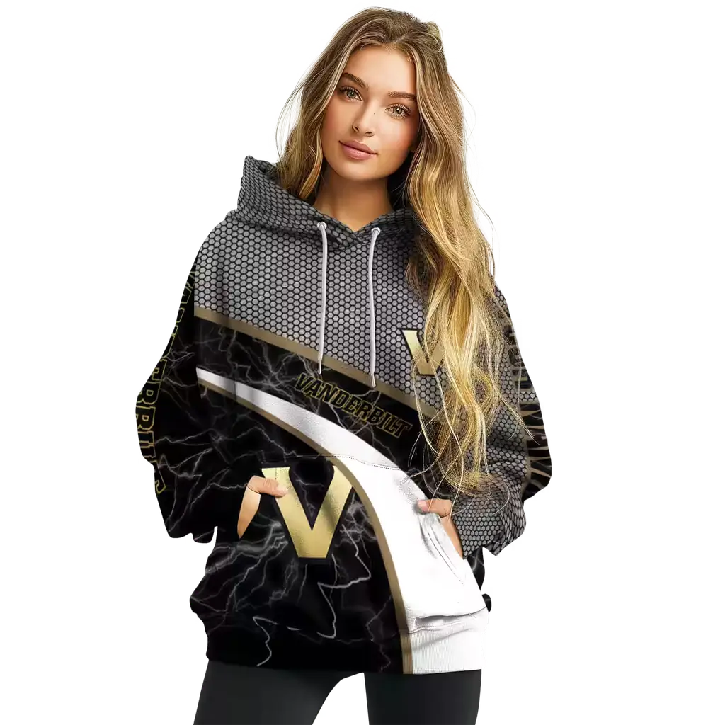 custom vanderbilt commodores hexagonal mesh black gray hoodie high quality custom vanderbilt commodores hexagonal mesh black gray hoodie high quality