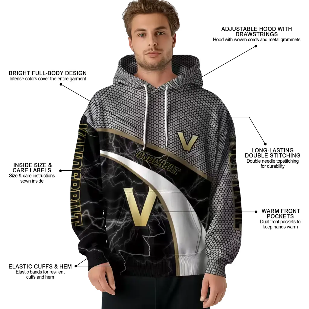 custom vanderbilt commodores hexagonal mesh black gray hoodie latest model custom vanderbilt commodores hexagonal mesh black gray hoodie latest model