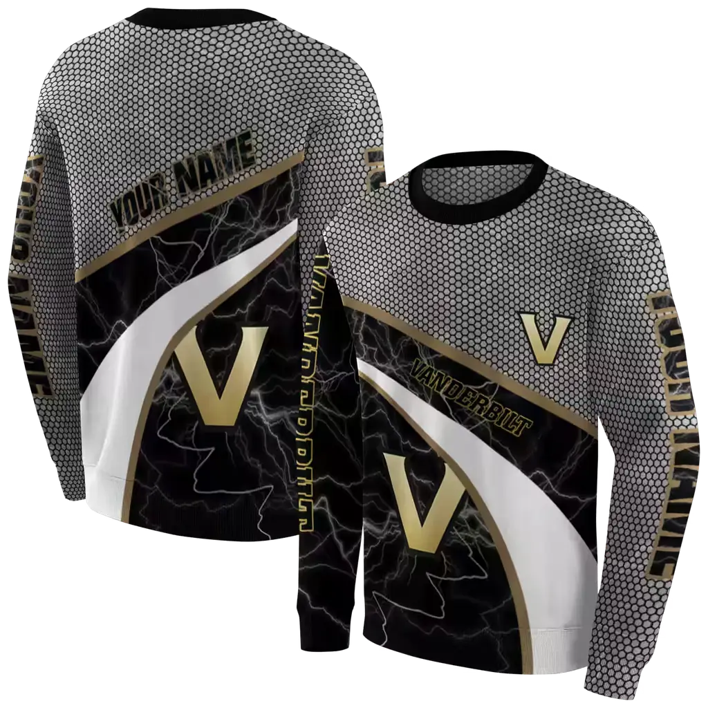 custom vanderbilt commodores hexagonal mesh black gray hoodie premium grade custom vanderbilt commodores hexagonal mesh black gray hoodie premium grade