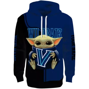 custom villanova wildcats baby yoda navy black hoodie best selling