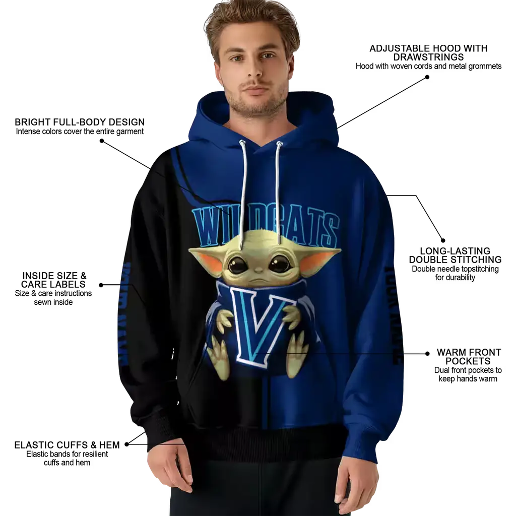 custom villanova wildcats baby yoda navy black hoodie latest model custom villanova wildcats baby yoda navy black hoodie latest model