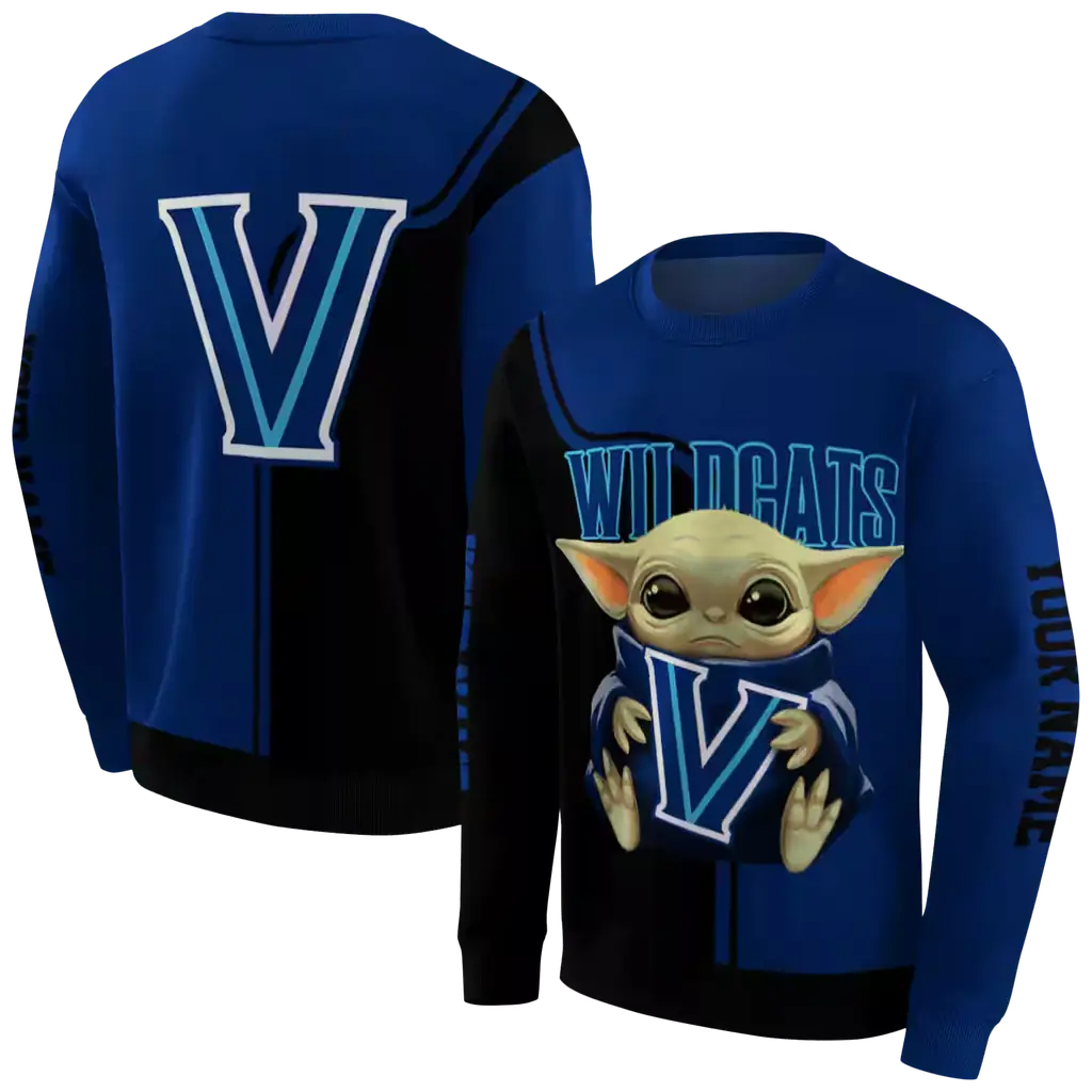 custom villanova wildcats baby yoda navy black hoodie premium grade custom villanova wildcats baby yoda navy black hoodie premium grade