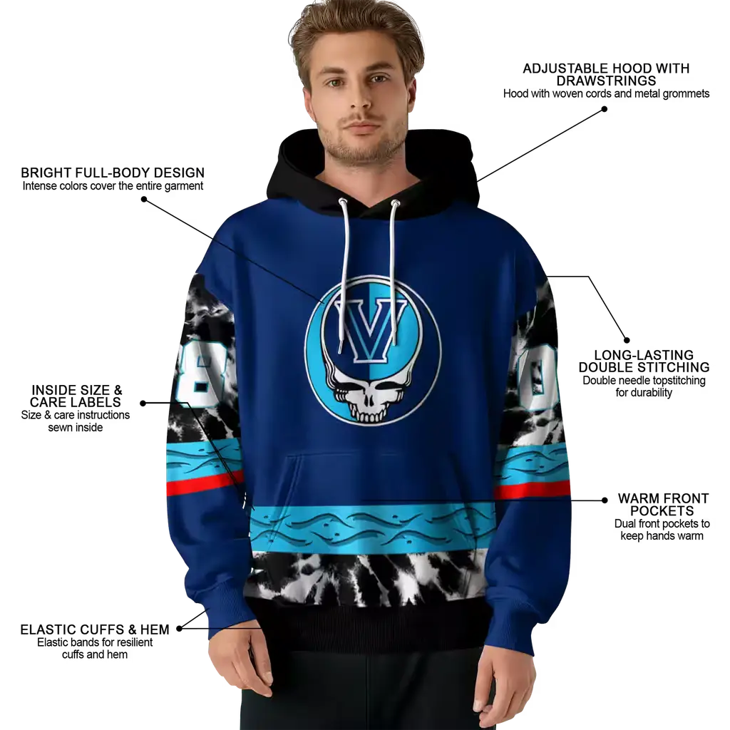 custom villanova wildcats grateful vibes navy hoodie latest model custom villanova wildcats grateful vibes navy hoodie latest model