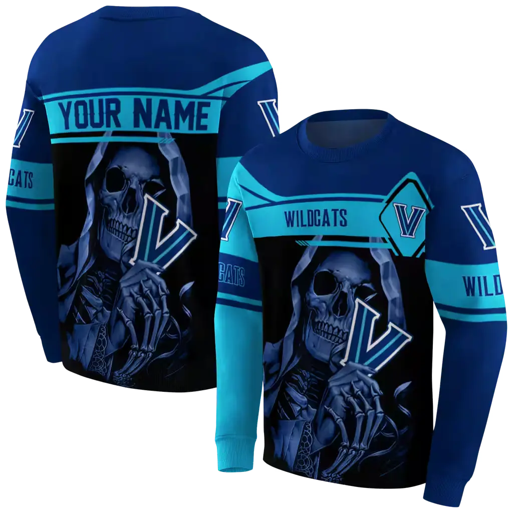 custom villanova wildcats grim reaper navy black hoodie premium grade custom villanova wildcats grim reaper navy black hoodie premium grade