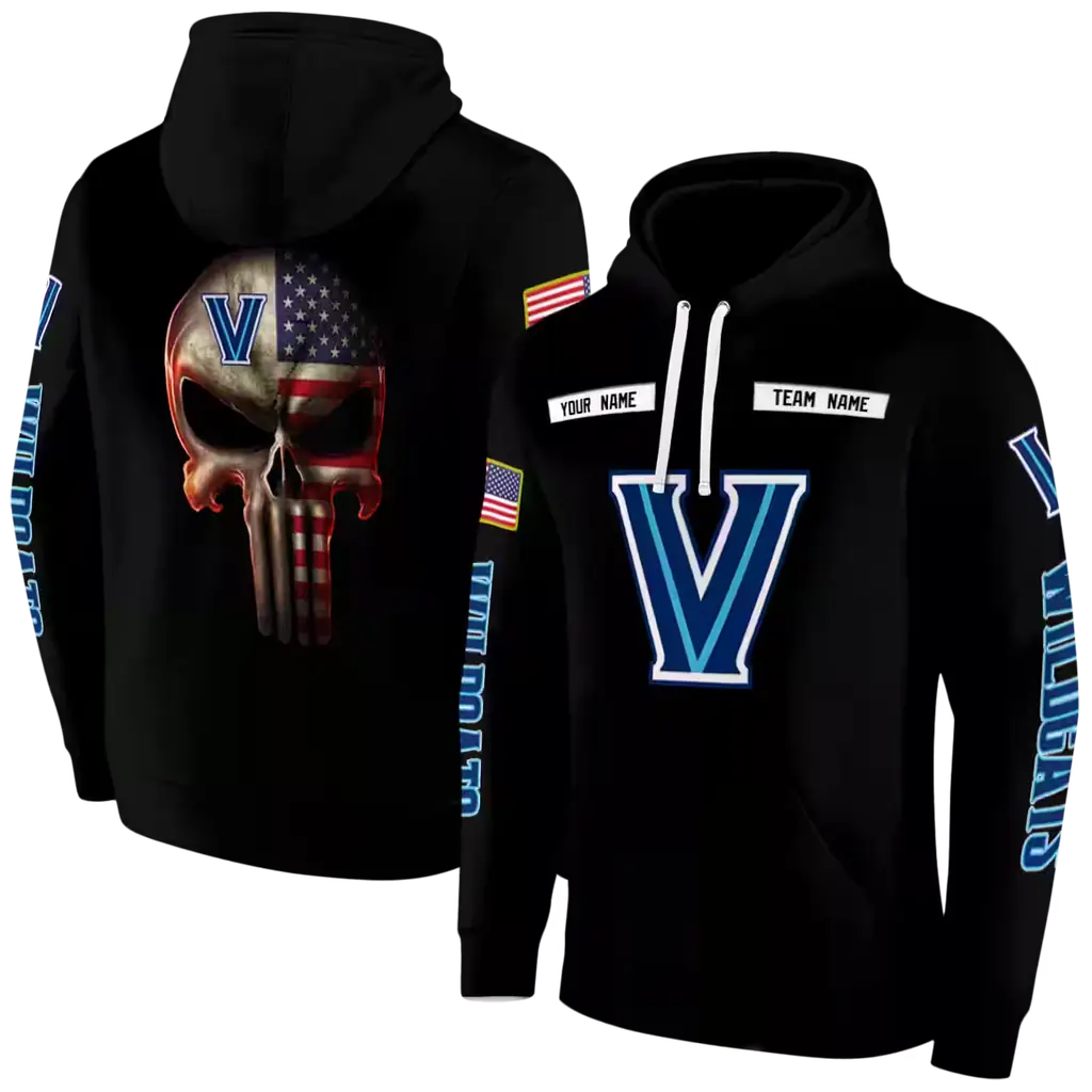 custom villanova wildcats punisher skull black hoodie fashion forward custom villanova wildcats punisher skull black hoodie fashion forward