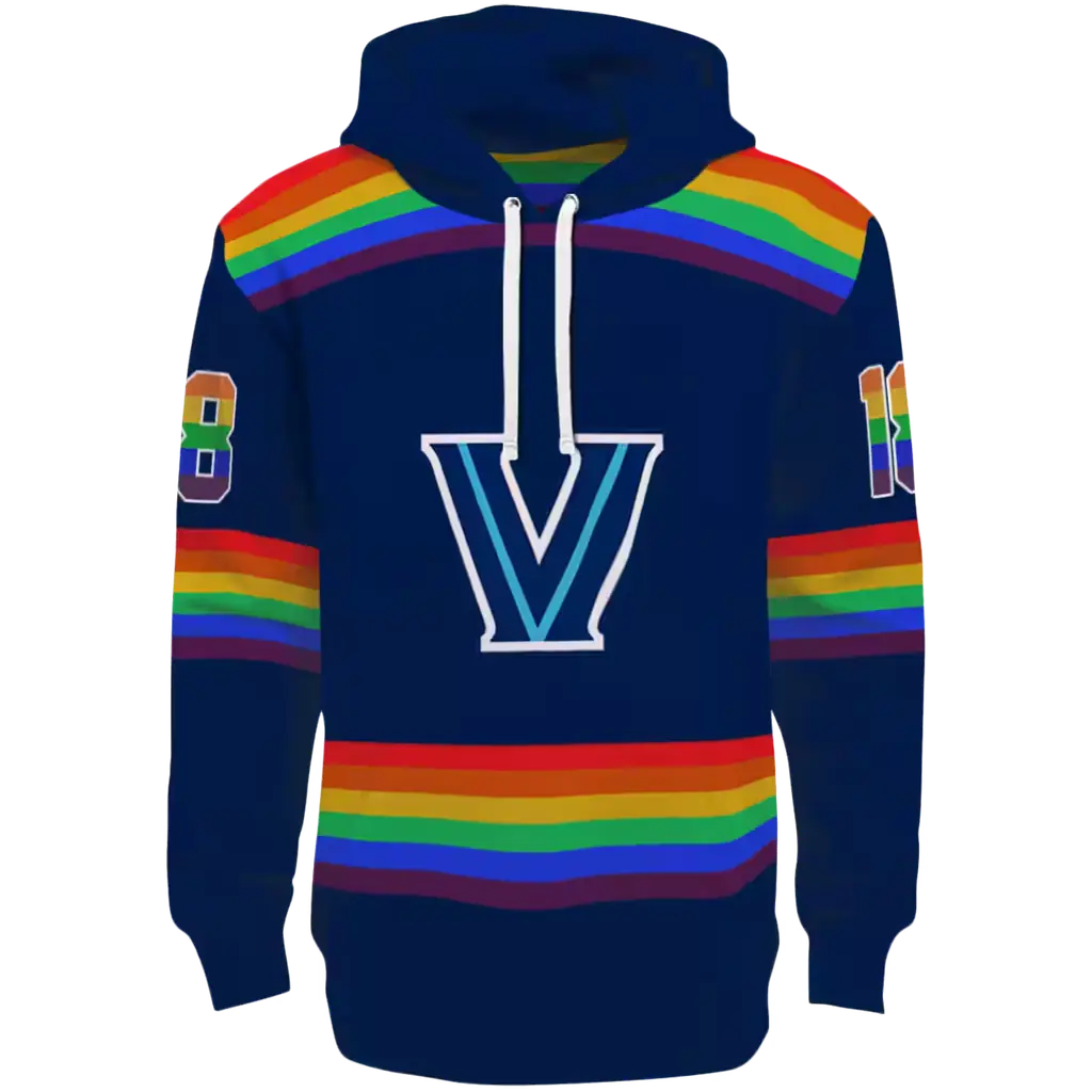 custom villanova wildcats rainbow stripes navy hoodie best selling custom villanova wildcats rainbow stripes navy hoodie best selling