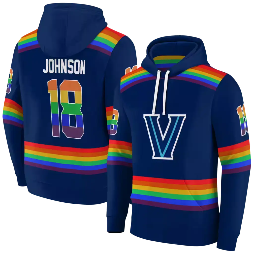 custom villanova wildcats rainbow stripes navy hoodie fashion forward custom villanova wildcats rainbow stripes navy hoodie fashion forward