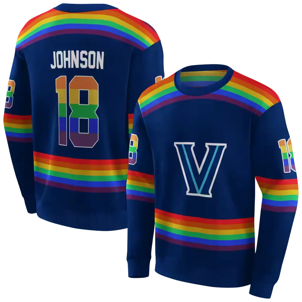 custom villanova wildcats rainbow stripes navy hoodie premium grade custom villanova wildcats rainbow stripes navy hoodie premium grade